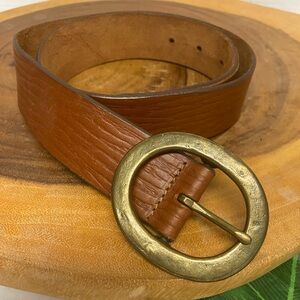Vintage Brass Buckled Merona Leather Belt USA Made Sz:M